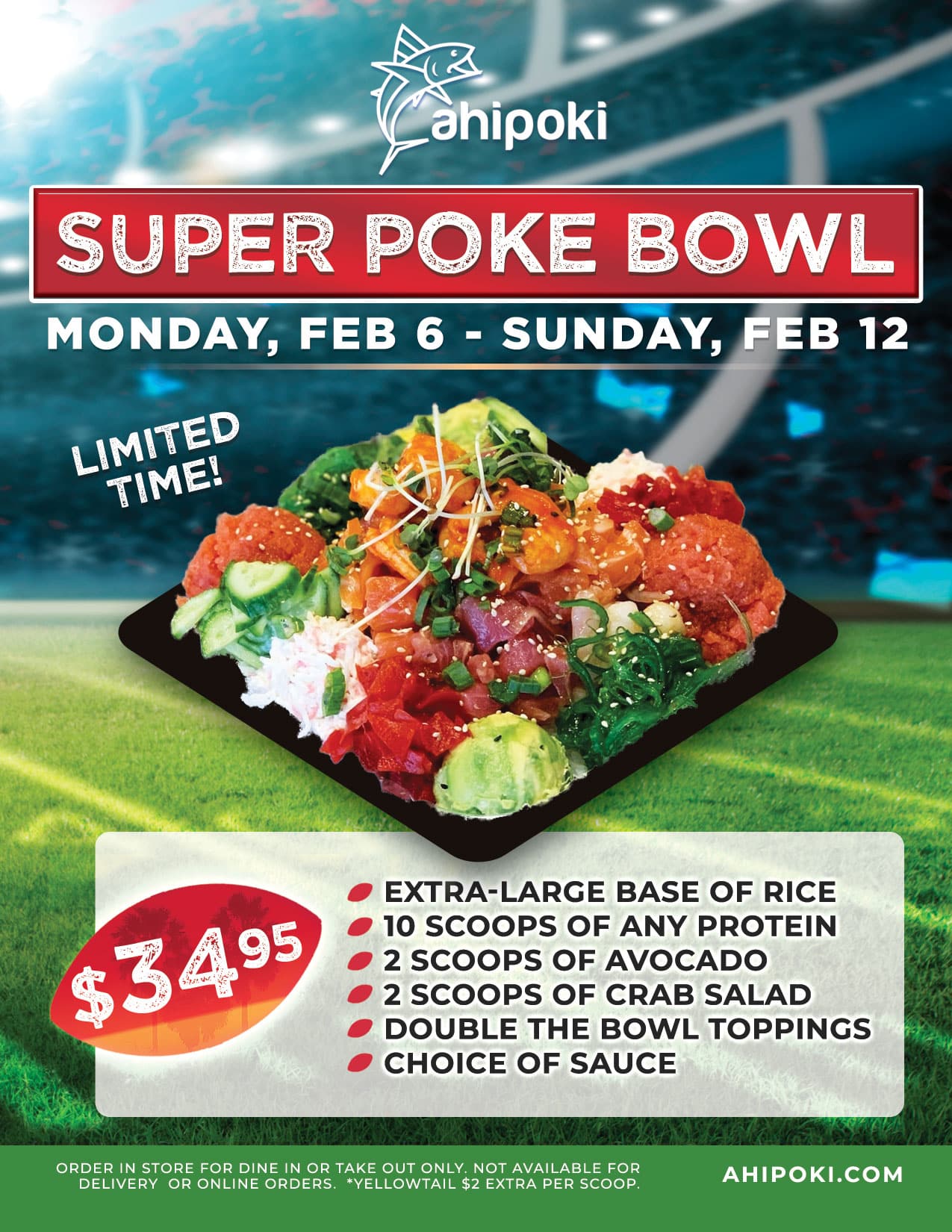 A flyer for the super poke bowl.